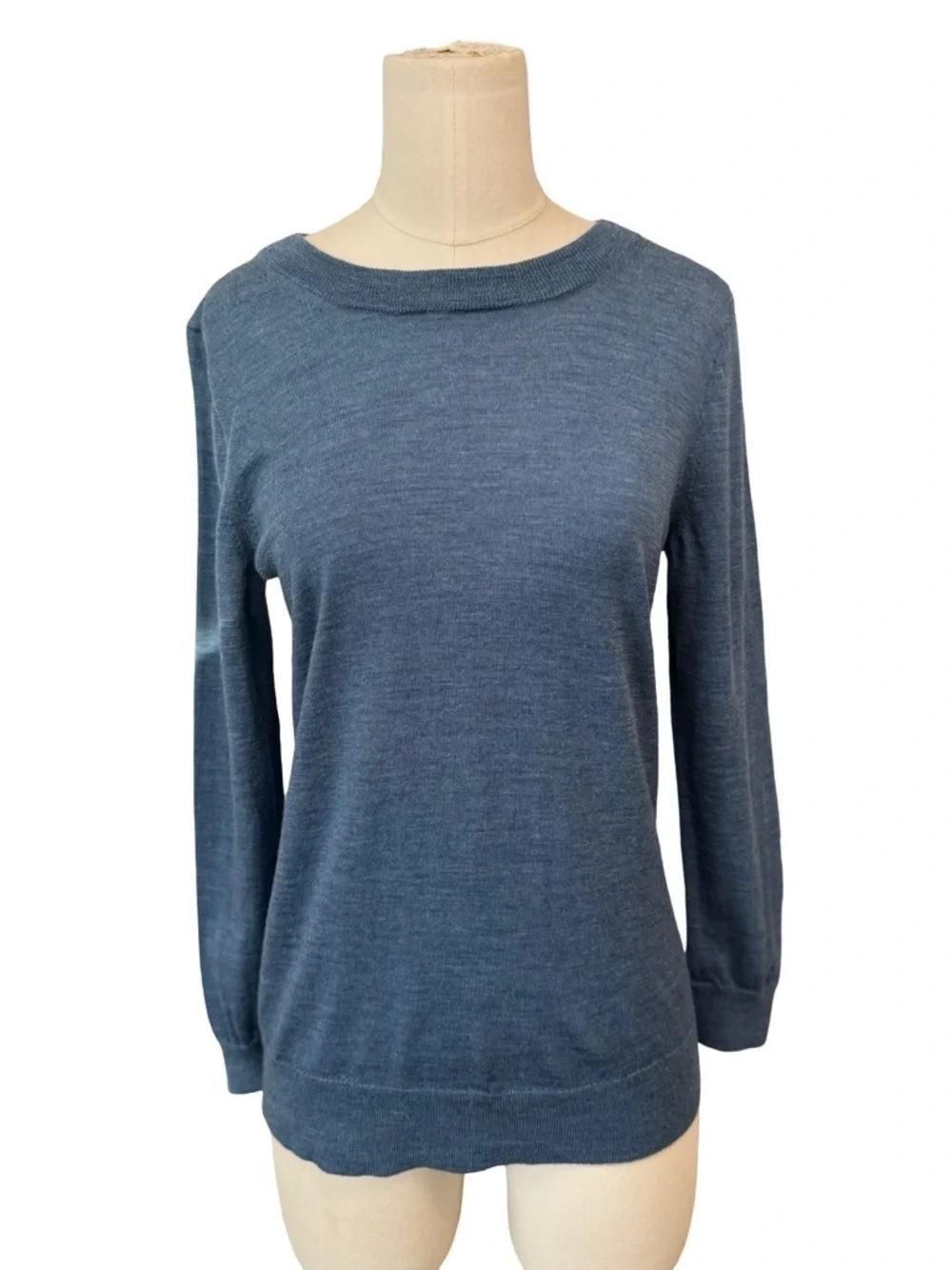 J.Crew 100% Merino Wool Blue Boat Neck Sweater Size M